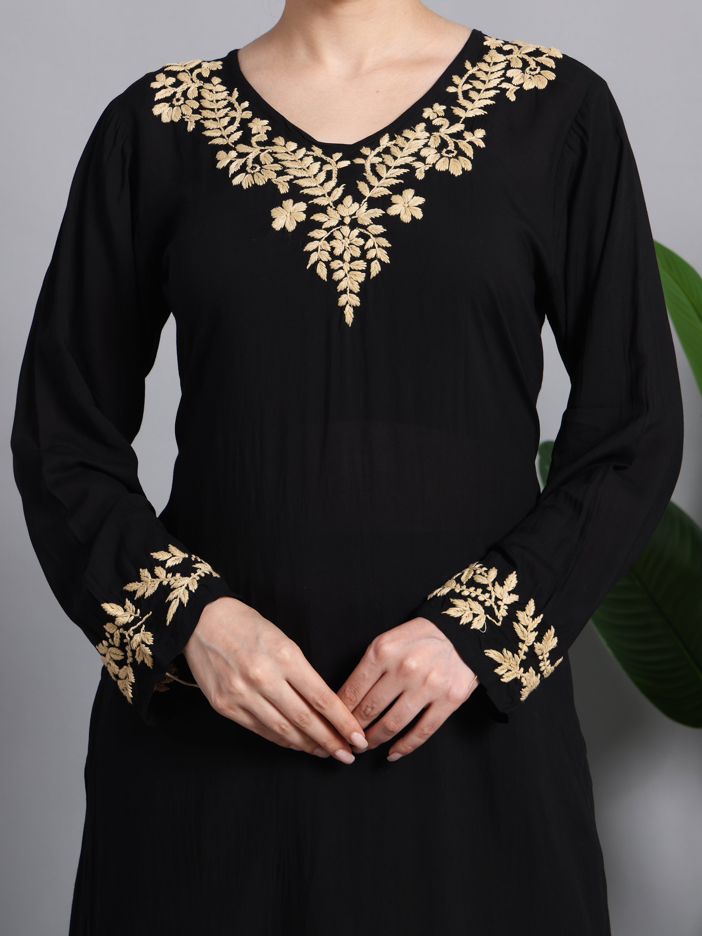 FALAK MODAL KURTA-BOTTOM SET-Golden