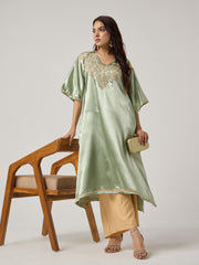 Chikankari Kaaftan- SAGE GREEN