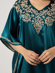 Chikankari Kaaftan- BOTTLE GREEN
