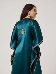 Chikankari Kaaftan- BOTTLE GREEN