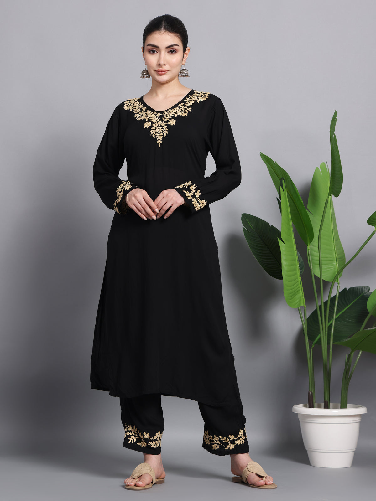 FALAK MODAL KURTA-BOTTOM SET-Golden