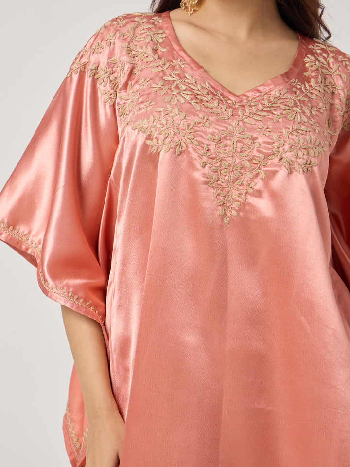Chikankari Kaaftan- PEACH