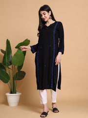 RUHANI BLACK KURTA SET- ROYAL BLUE