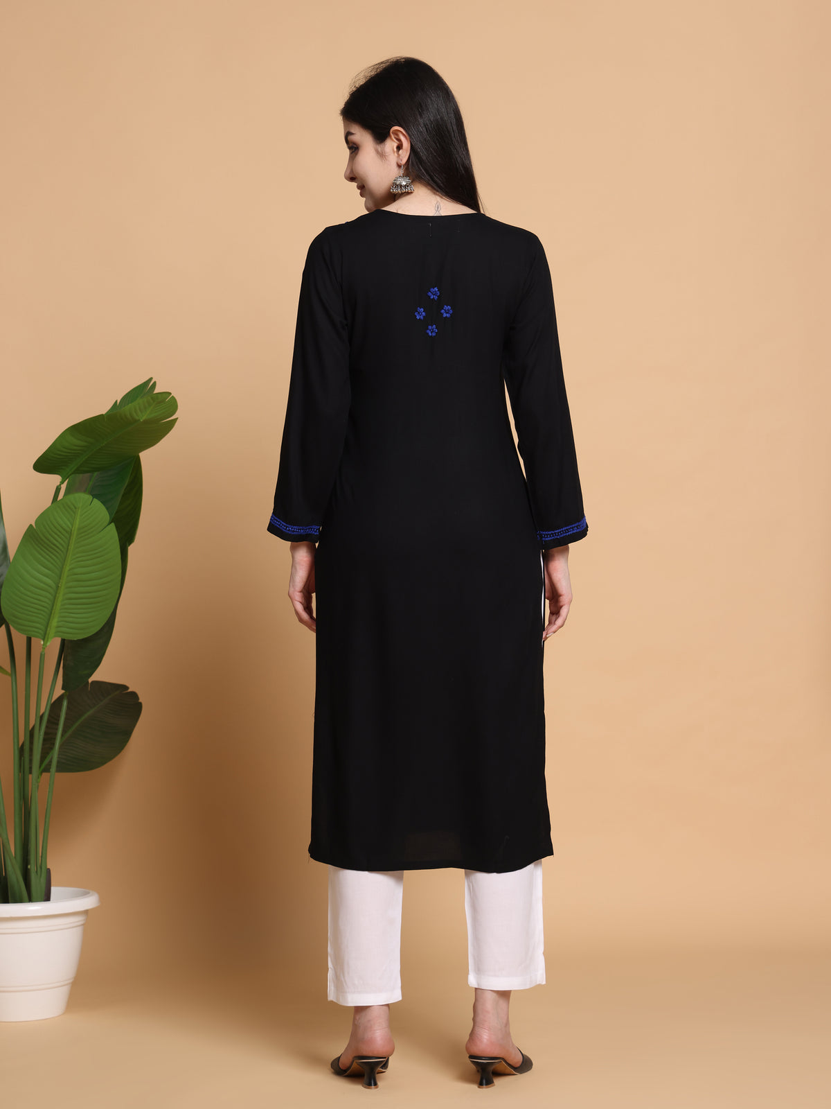 RUHANI BLACK KURTA SET- ROYAL BLUE