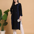 RUHANI BLACK KURTA SET- ROYAL BLUE
