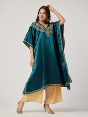 Chikankari Kaaftan- BOTTLE GREEN
