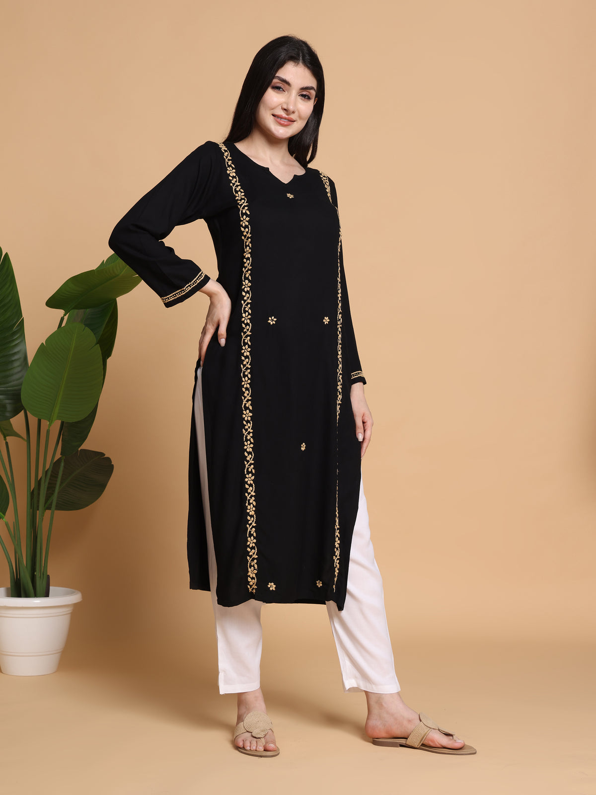 RUHANI BLACK KURTA SET- GOLDEN