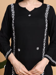 RUHANI BLACK KURTA SET- WHITE