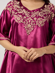 Chikankari Kaaftan- WINE