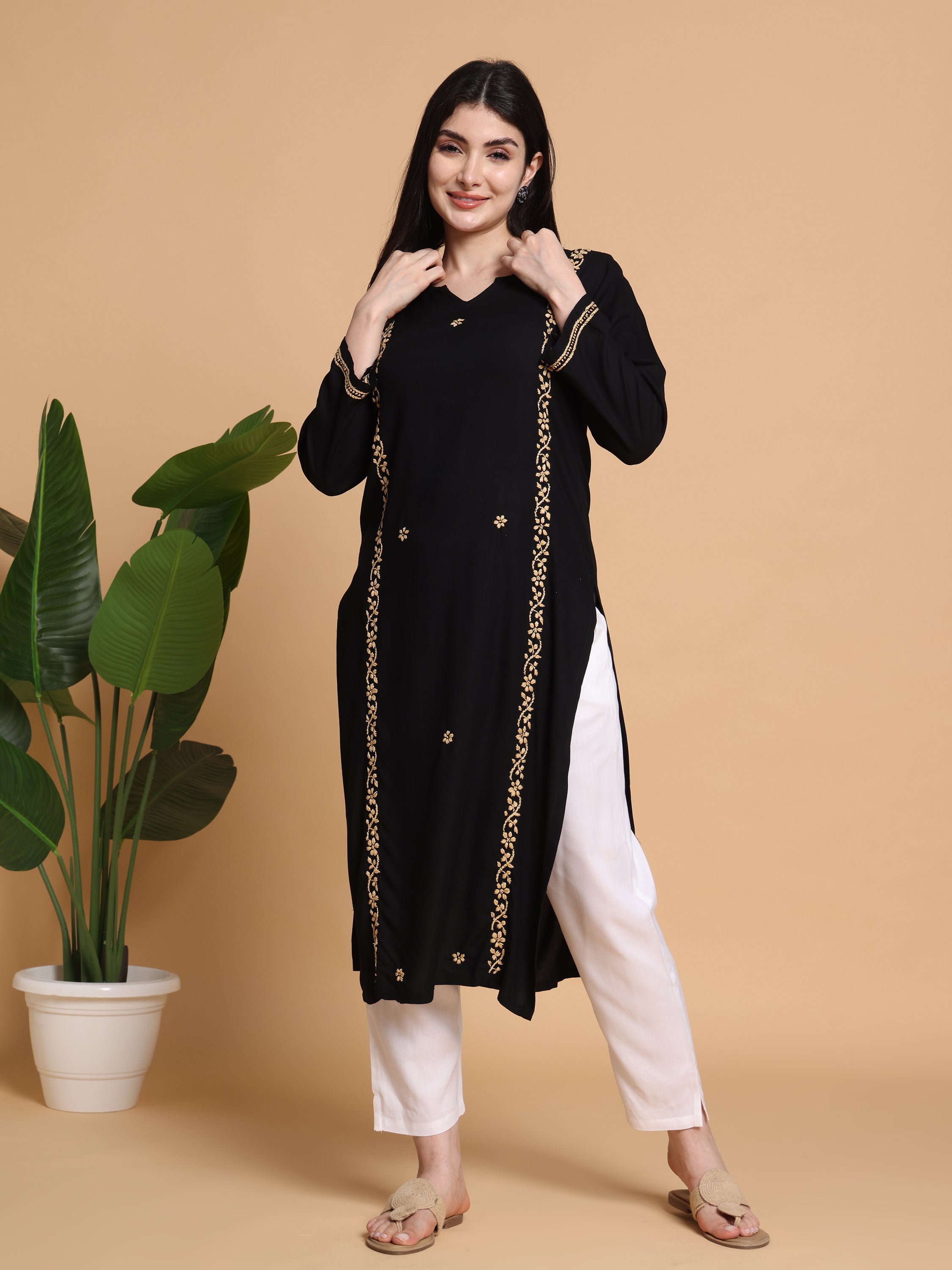 RUHANI BLACK KURTA SET- GOLDEN