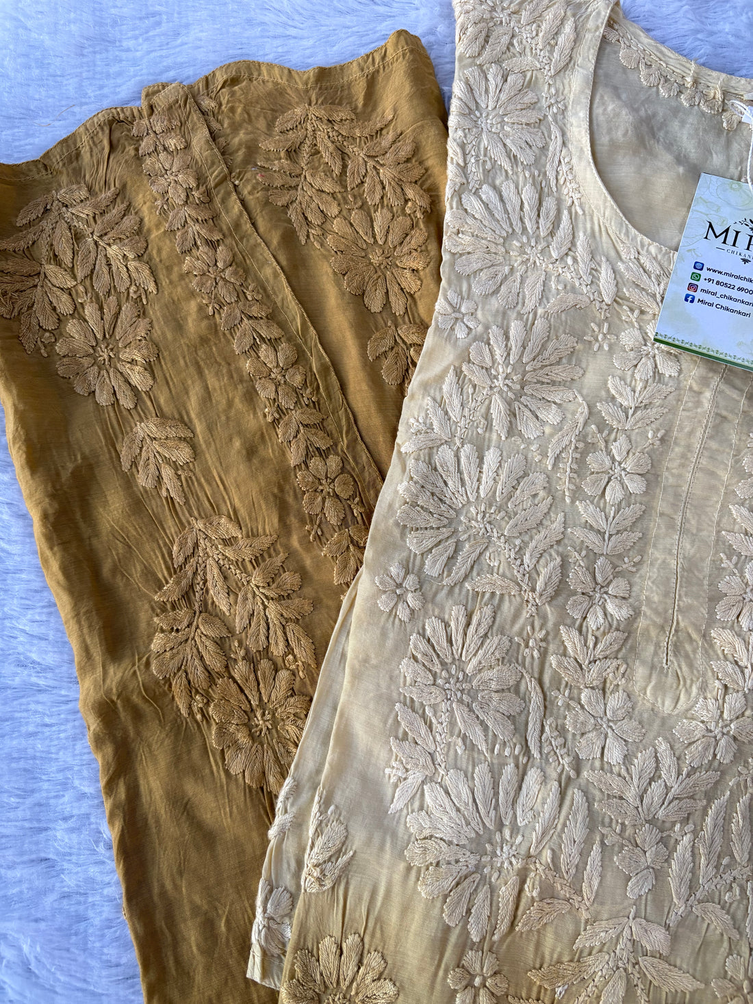 Rangreza Chikankari Suit Set- Golden Ombre