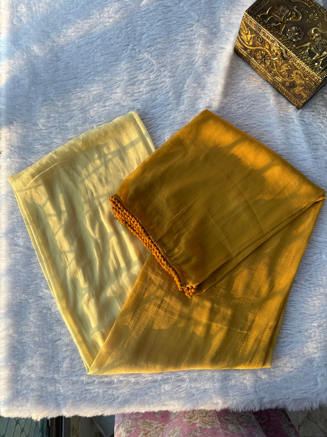 Rangreza Chikankari Suit Set- Golden Ombre