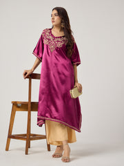 Chikankari Kaaftan- WINE