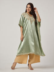 Chikankari Kaaftan- SAGE GREEN