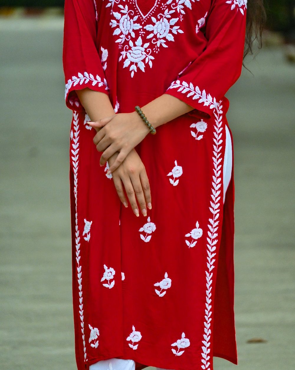 Mira  Red Modal  Chikankari Kurta