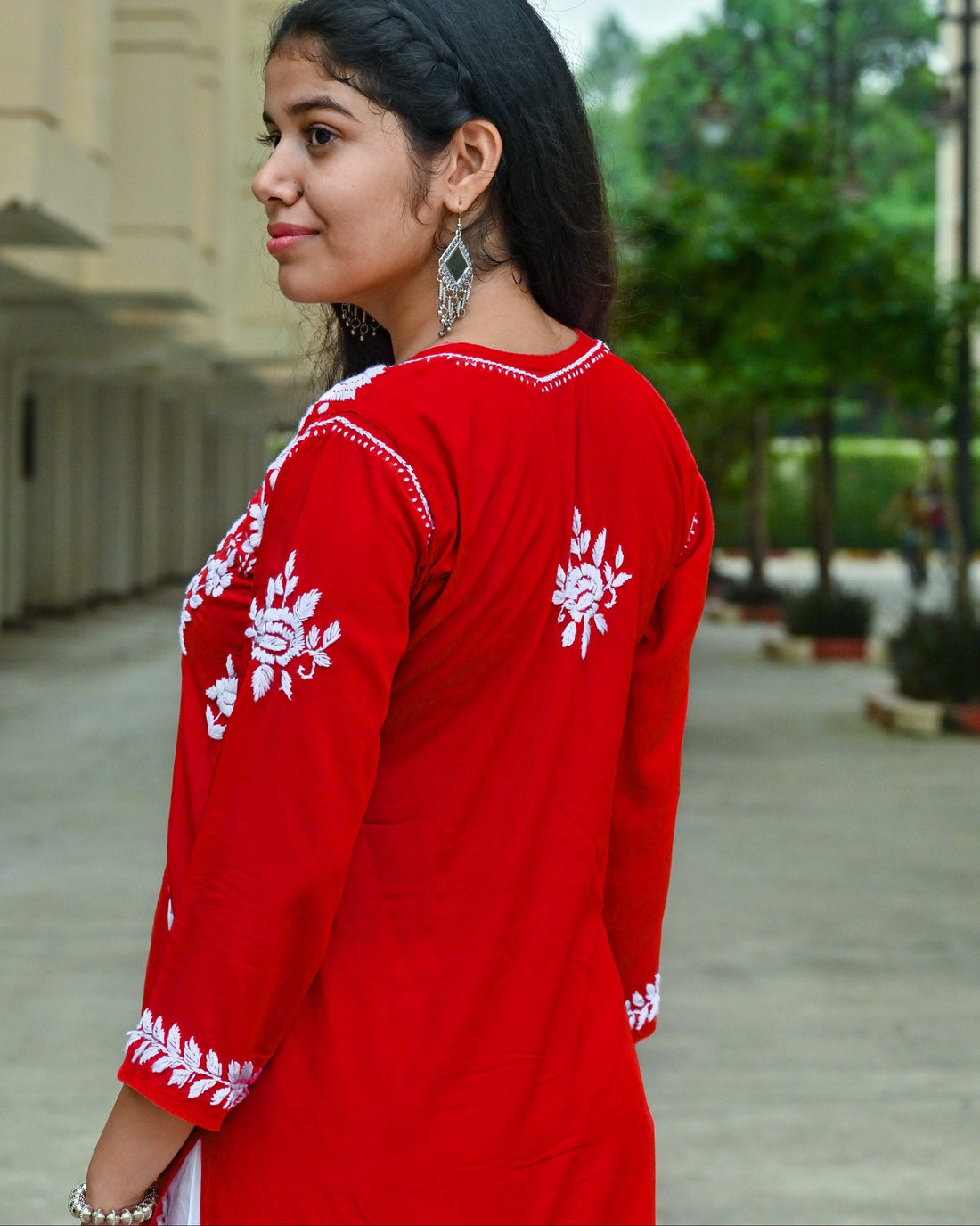Mira  Red Modal  Chikankari Kurta