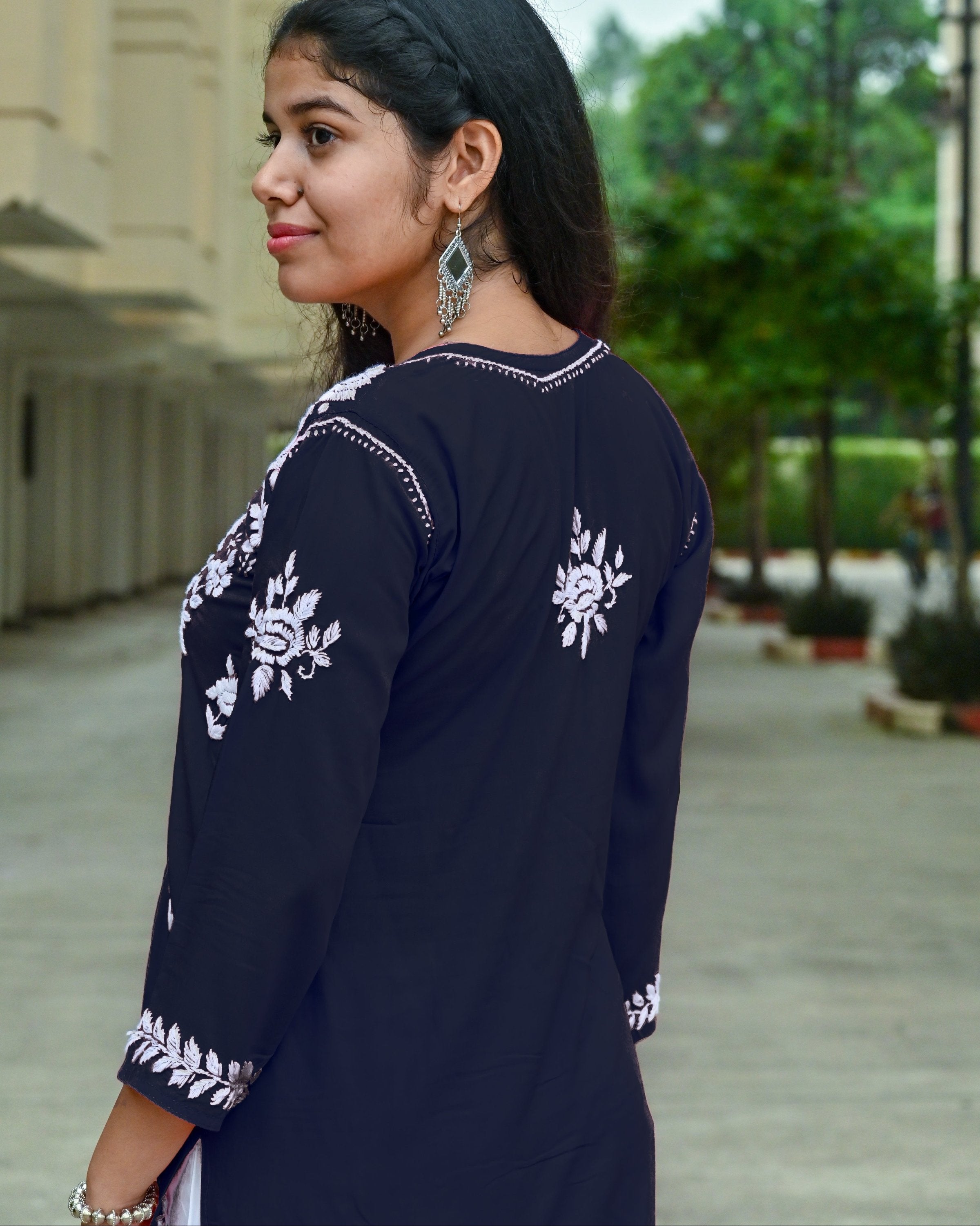 Mira Navy Blue Modal Chikankari Kurta