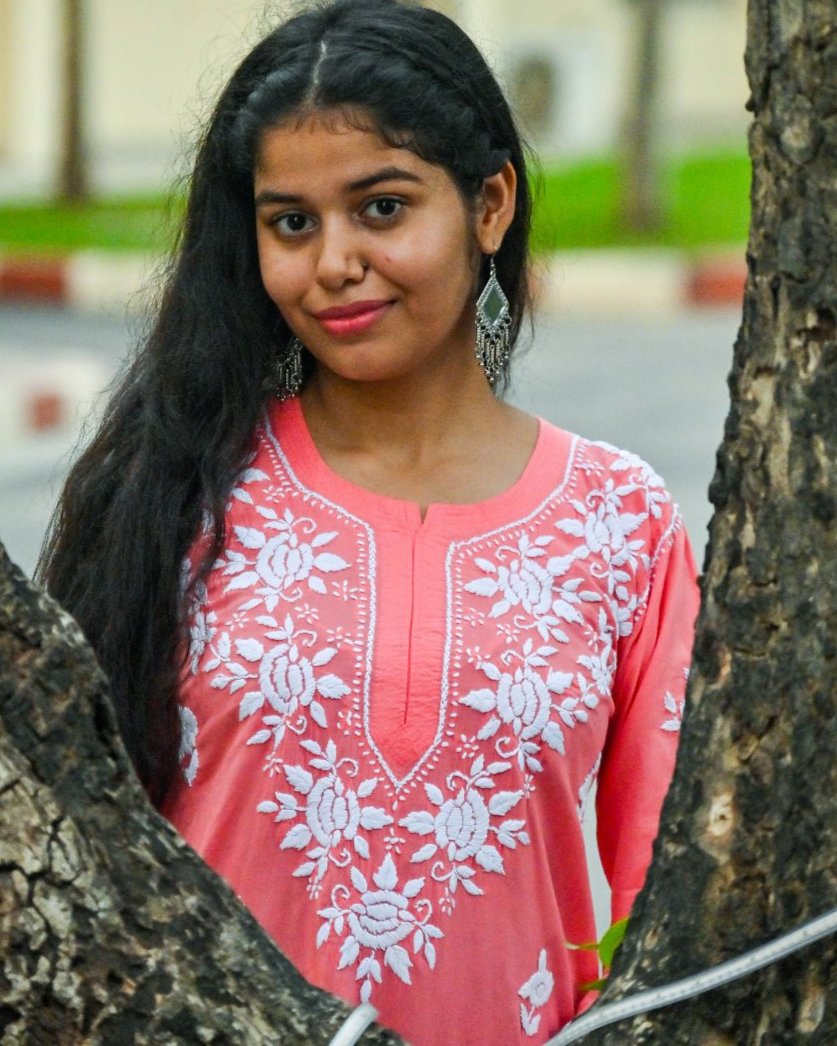 Mira Carrot Pink Modal  Chikankari Kurti