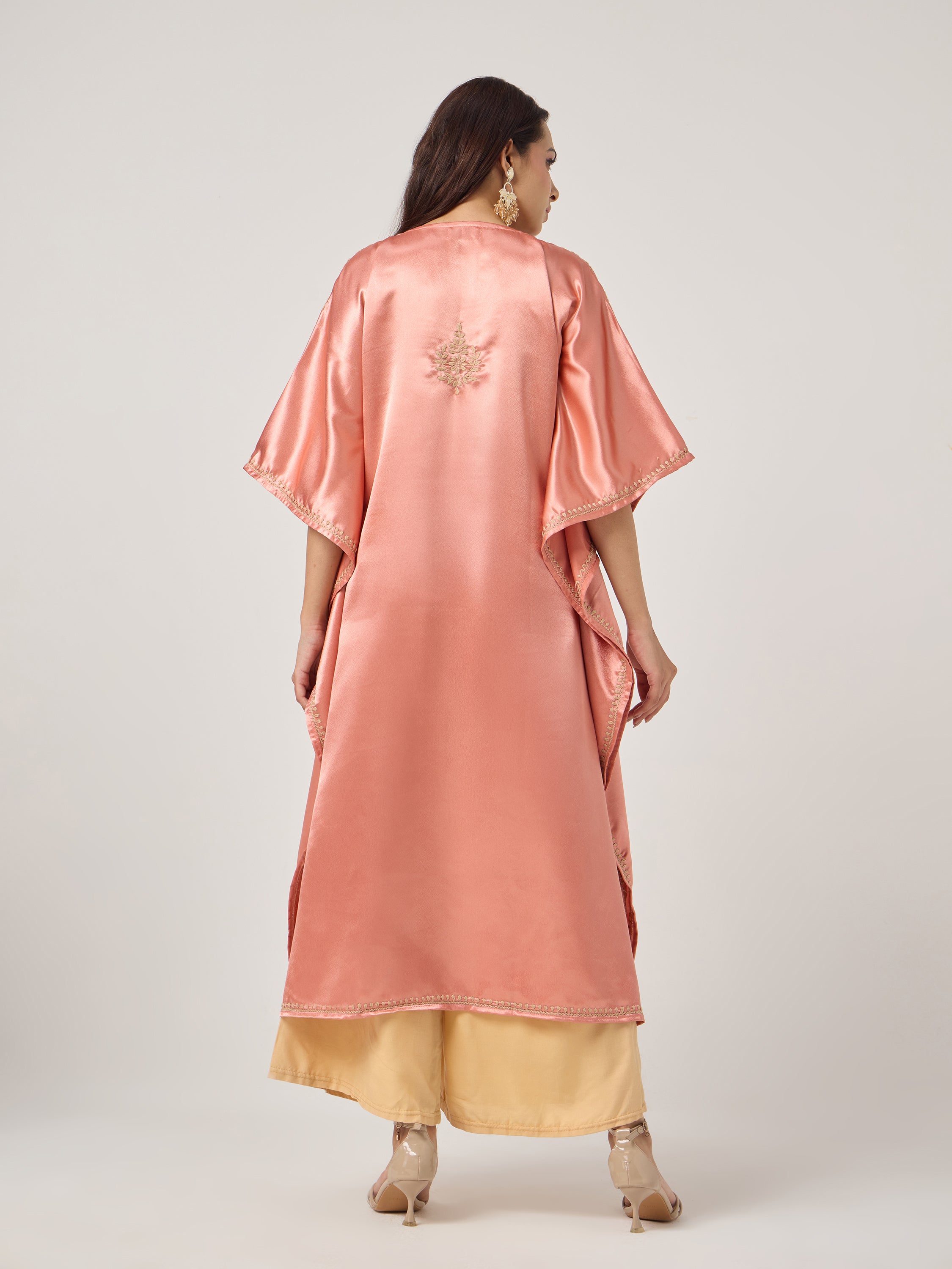 Chikankari Kaaftan- PEACH