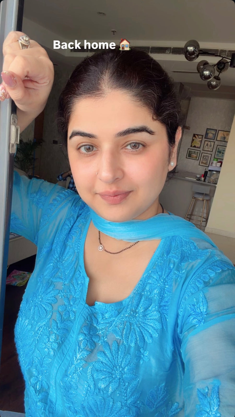 Rangreza Chikankari Suit Set- Powder Blue Ombre