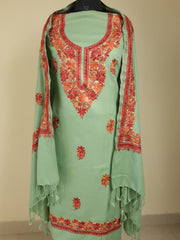 Mehreen- Kashmiri Aari Work floral embroidery 3-piece Suit set (MINT GREEN)