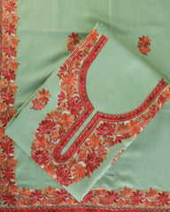 Mehreen- Kashmiri Aari Work floral embroidery 3-piece Suit set (MINT GREEN)