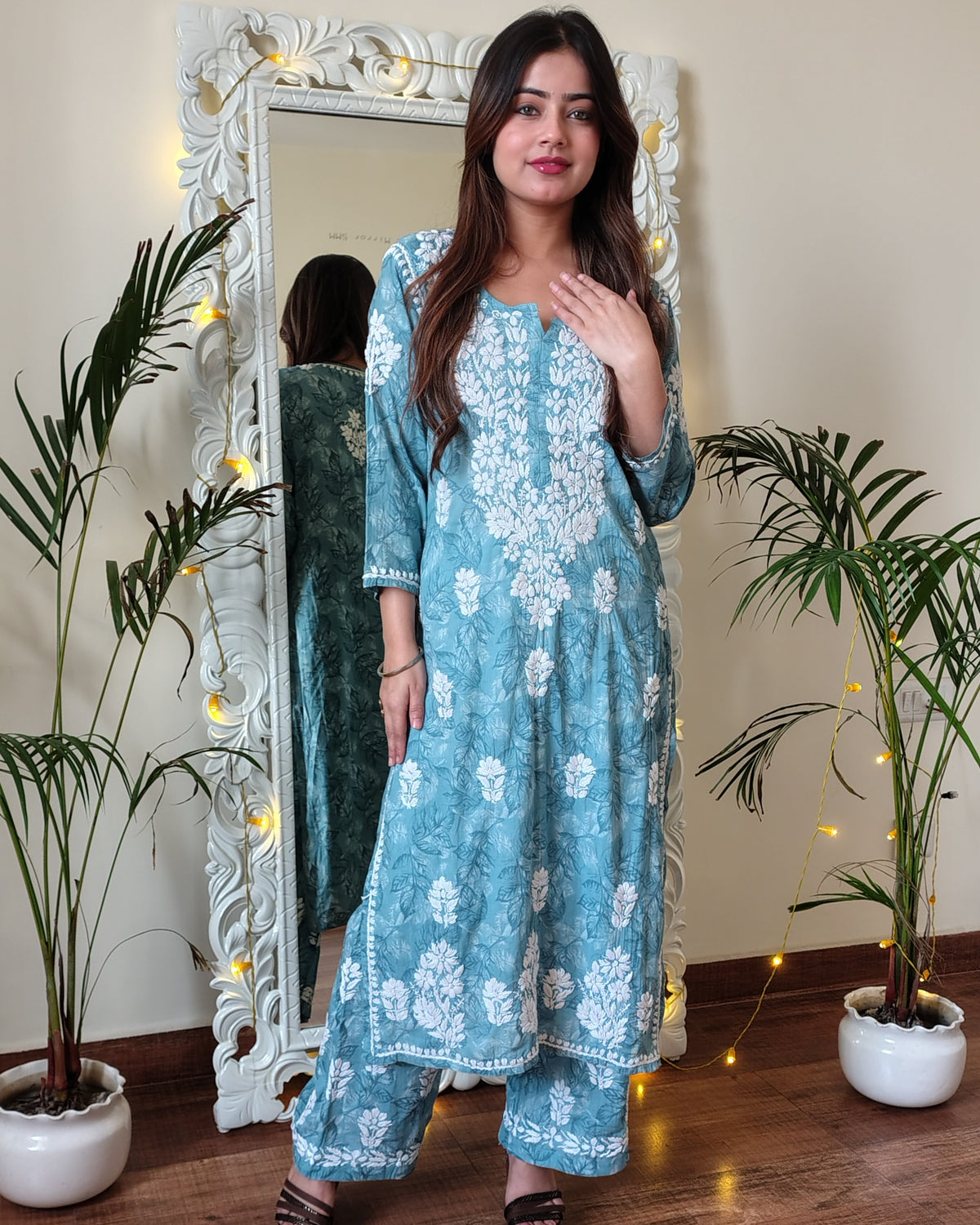 RAHAT Prussian Blue Kurta Plazzo Set