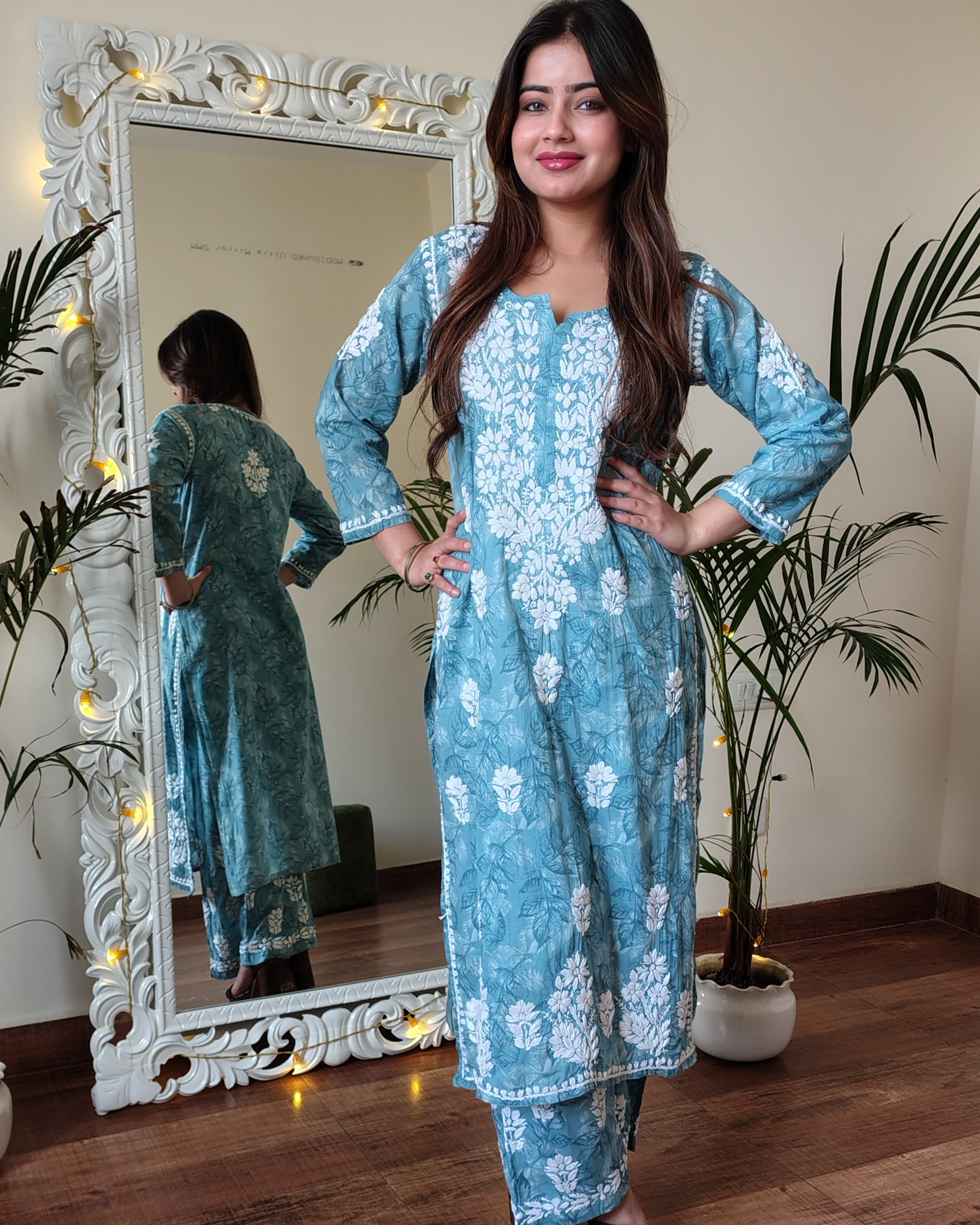 RAHAT Prussian Blue Kurta Plazzo Set
