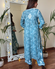 RAHAT Prussian Blue Kurta Plazzo Set