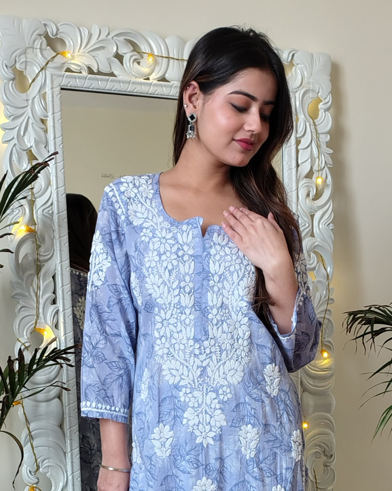 RAHAT Powder Blue Kurta Plazzo Set