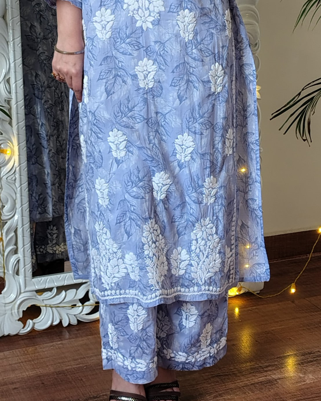 RAHAT Powder Blue Kurta Plazzo Set