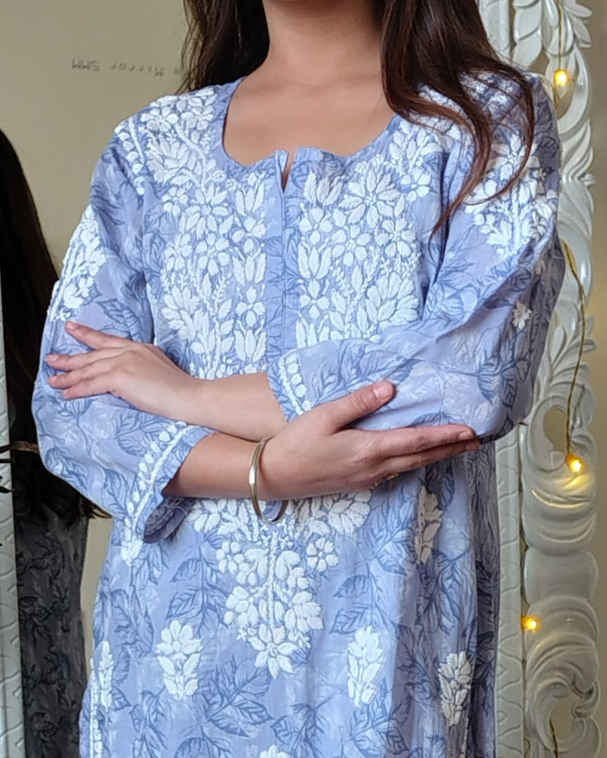 RAHAT Powder Blue Kurta Plazzo Set