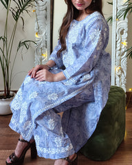 RAHAT Powder Blue Kurta Plazzo Set