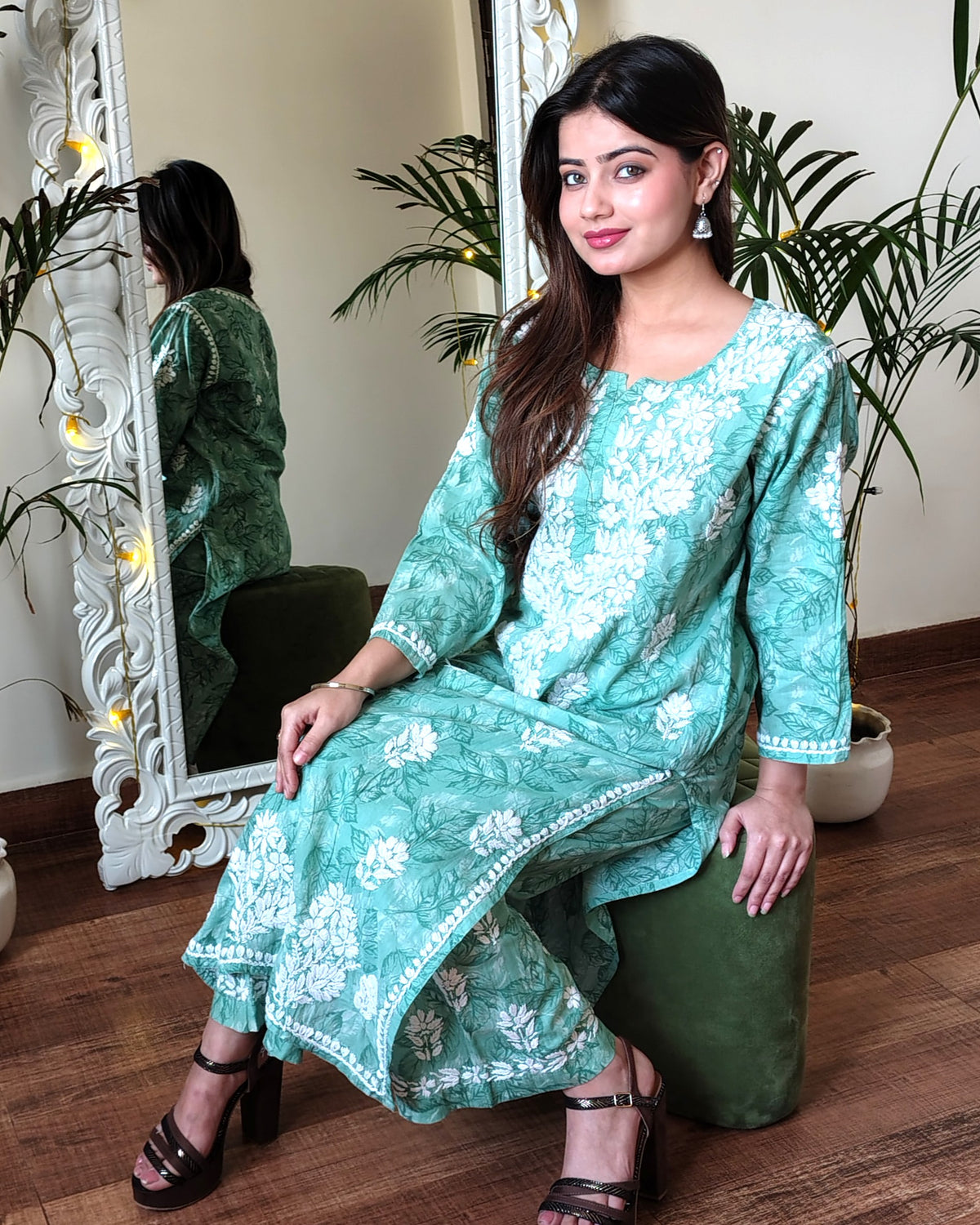 RAHAT Mint Green Kurta Plazzo Set