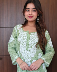 RAHAT Moss Green Kurta Plazzo Set