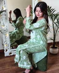 RAHAT Moss Green Kurta Plazzo Set