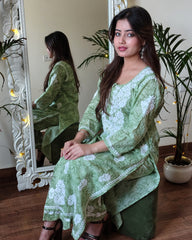 RAHAT Moss Green Kurta Plazzo Set
