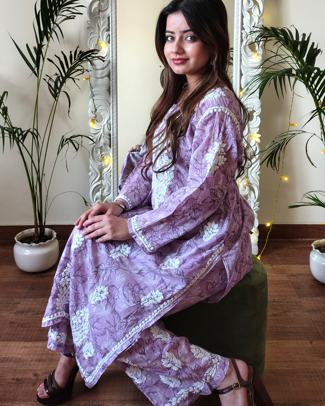 RAHAT Lavender Kurta Plazzo Set