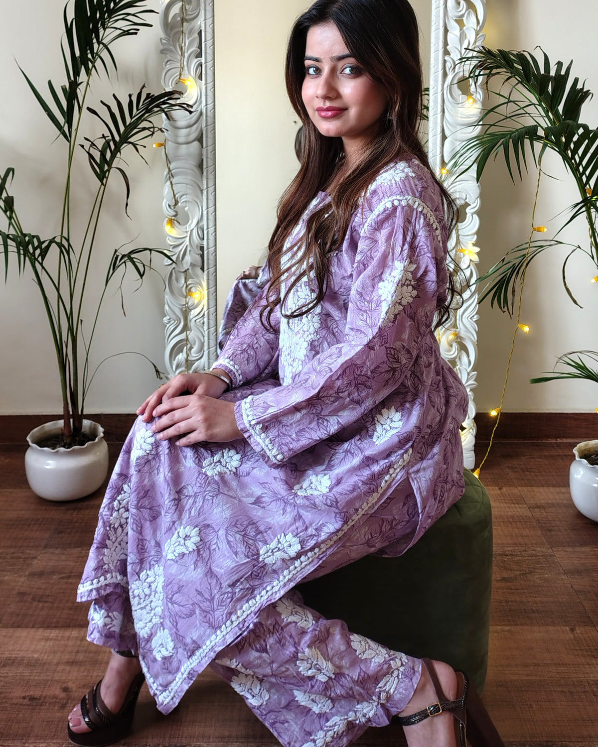 RAHAT Lavender Kurta Plazzo Set