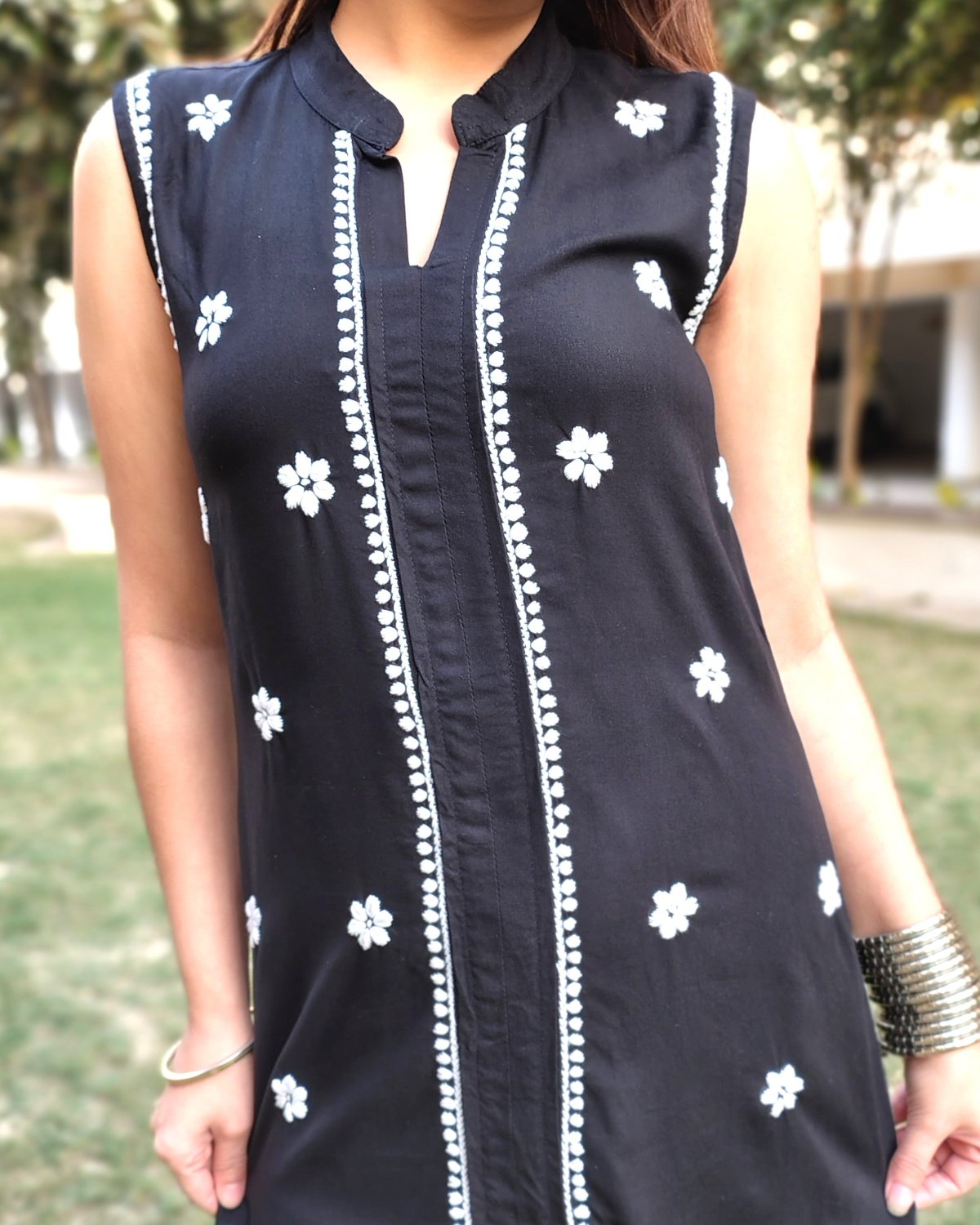Black Floral Rayon 2-pc Co-ord set