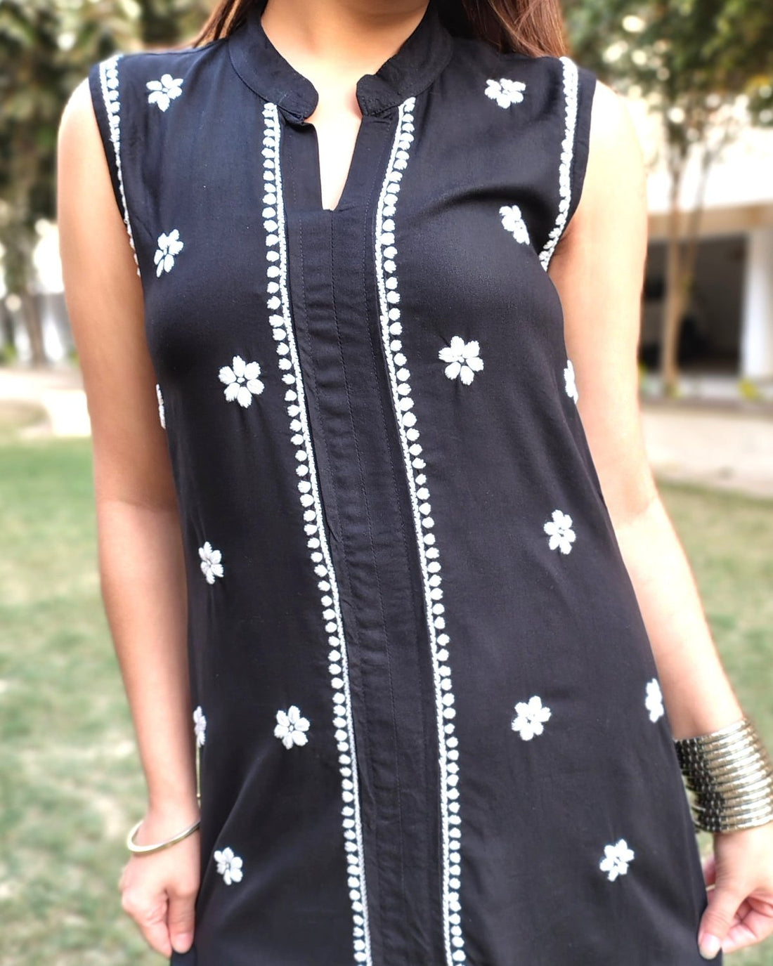 Black Floral Rayon 2-pc Co-ord set