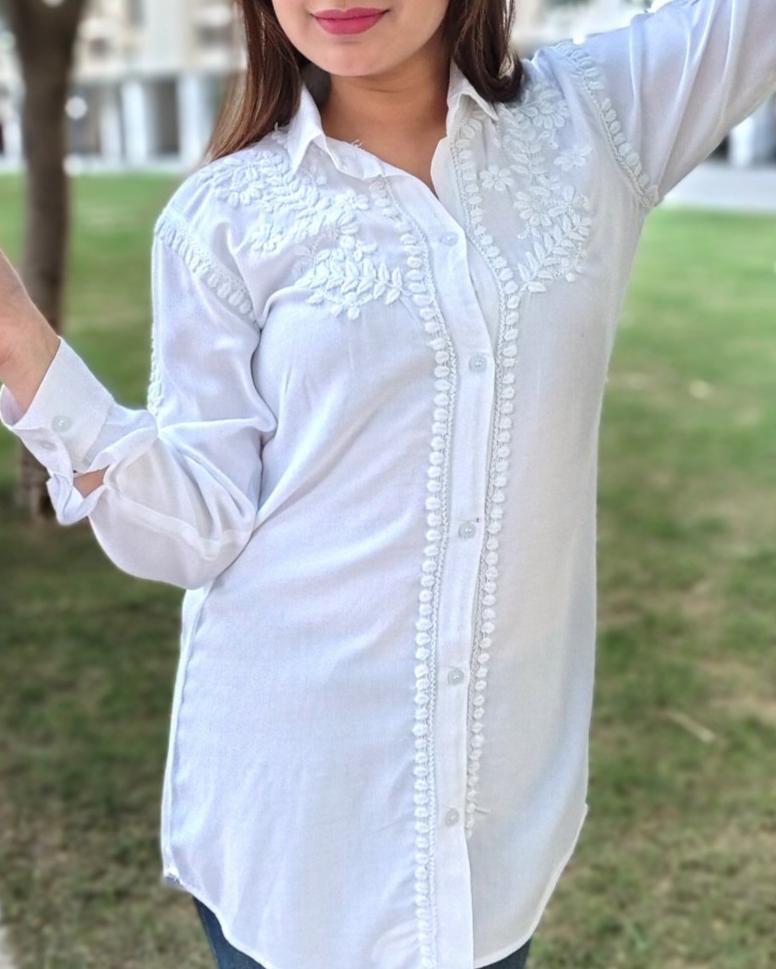 Luxury Rayon  Cotton Chikankari Shirt