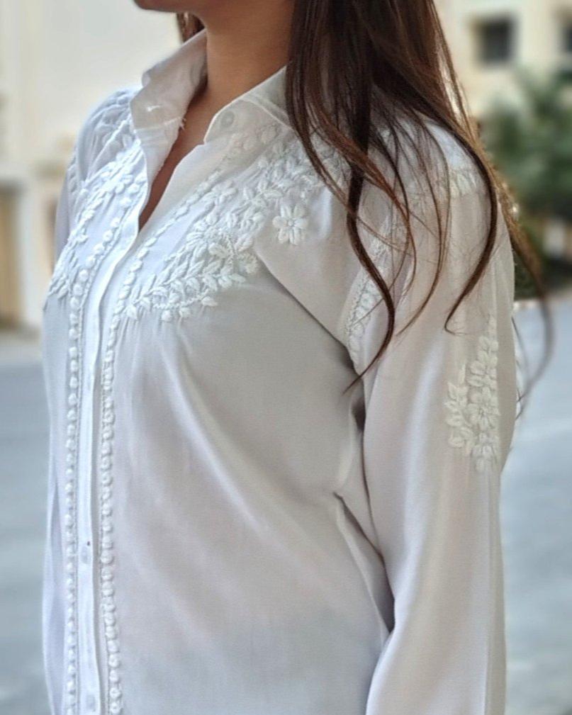 Luxury Rayon  Cotton Chikankari Shirt