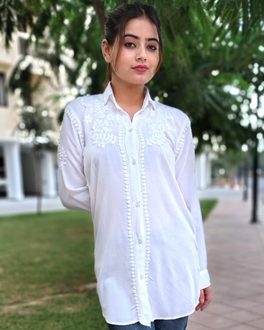 Luxury Rayon  Cotton Chikankari Shirt