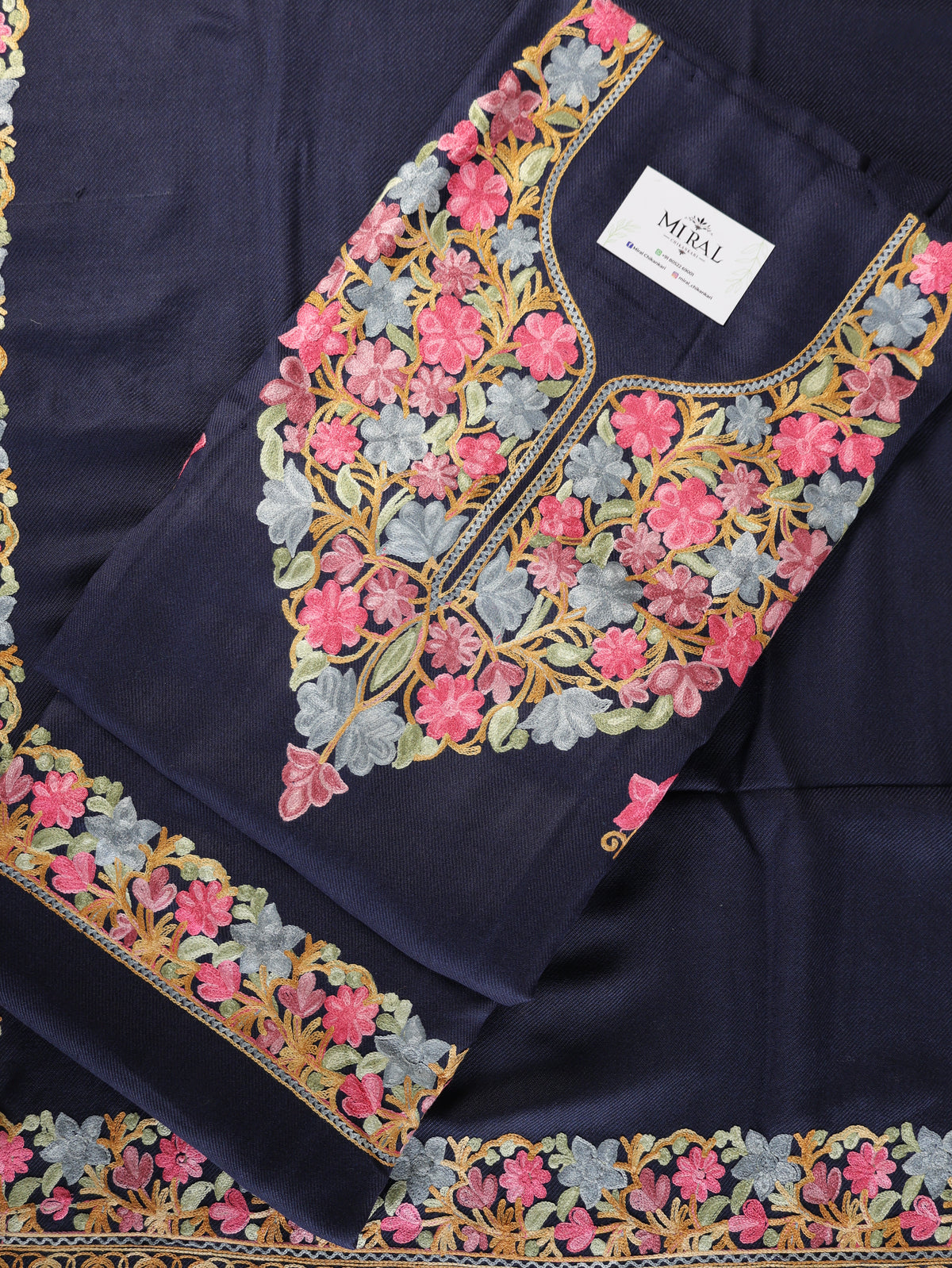 ZAINAB 3-piece Unstitched Suit Set- NAVY BLUE