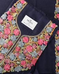 ZAINAB 3-piece Unstitched Suit Set- NAVY BLUE