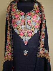 ZAINAB 3-piece Unstitched Suit Set- NAVY BLUE