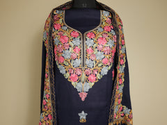 ZAINAB 3-piece Unstitched Suit Set- NAVY BLUE