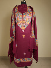 ZAINAB 3-piece Unstitched Suit Set- MULBERRY WINE