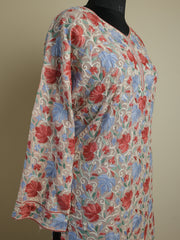 LAILA – Kashmiri Inspired Aari Work Semi-Stitched Georgette Kurta (Beige)